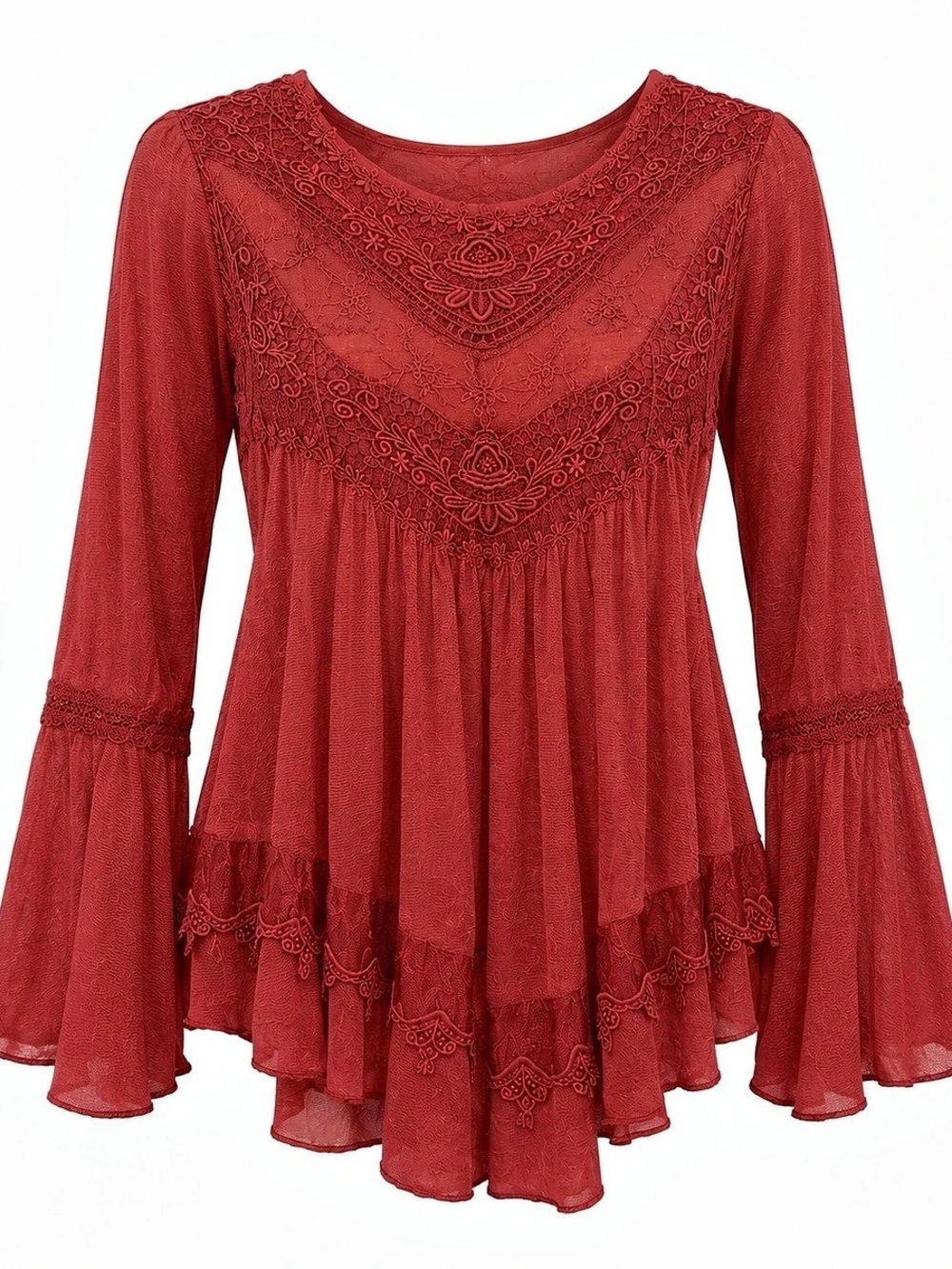 Altar’d State Red Embroidered Tunic Like New
